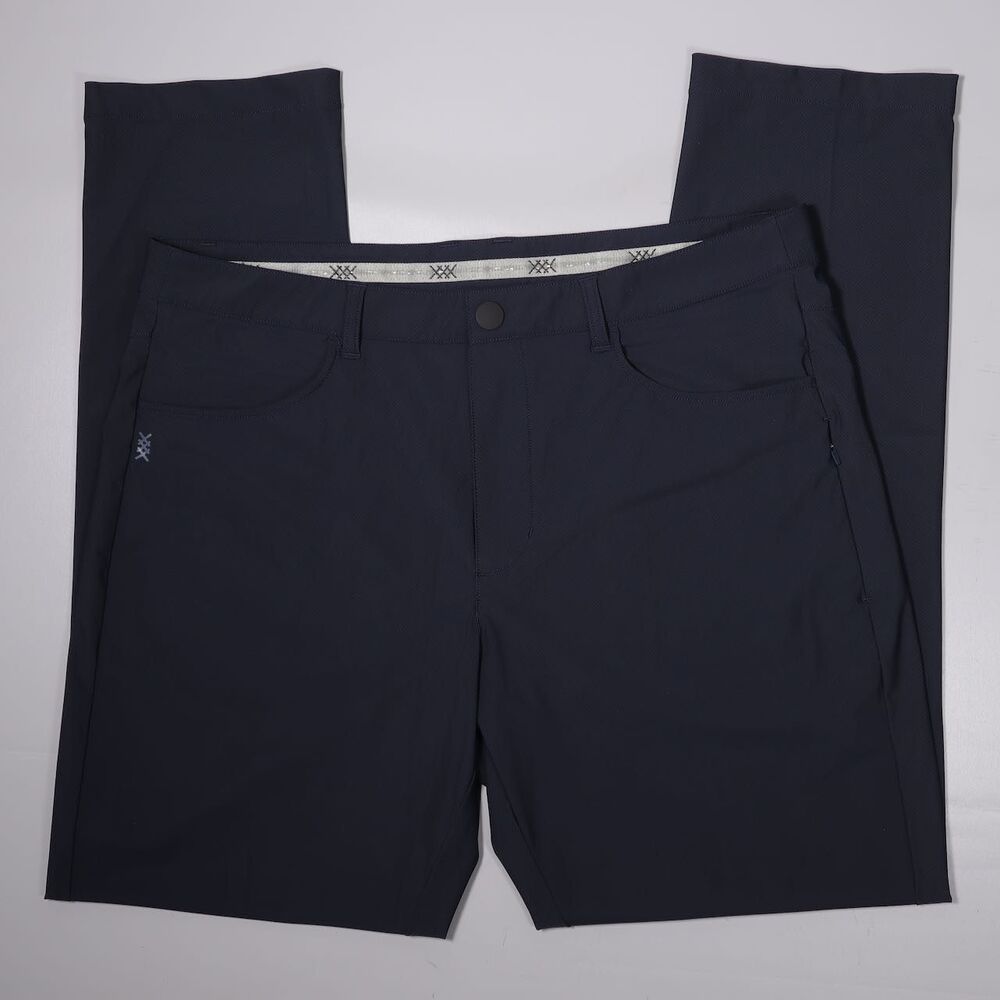 Rhone Momentum Golf Five Pocket Pant Blue Nylon Stretch Mens 36 x 32.5